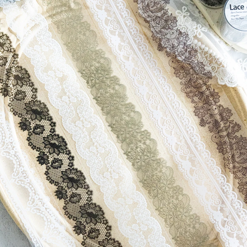 40mm*2m/Roll Simple Literary Landscaping Lace PET Tapes Creative DIY Journal Collage Decor Scrapbooking supplies Stationery Tape 3
