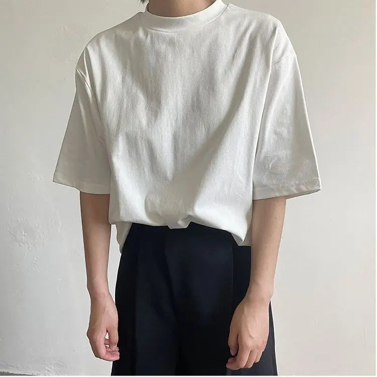 Yasuk All-Season Spring Summer Fashion Unisex Man Solid Casual Loose Tess Cool Guy AllMatch Top Simple Pullover Turtleneck 4