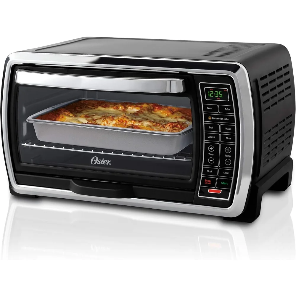 Toaster Oven Digital Convection Oven, Large 6-Slice Capacity, Black/Polished Stainless
