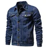 Men Denim Coat Casual Coats Turn Down Collar Full Sleeve Jackets Single Breasted Regular Pocket Button Jacket Splice Autumn 2
