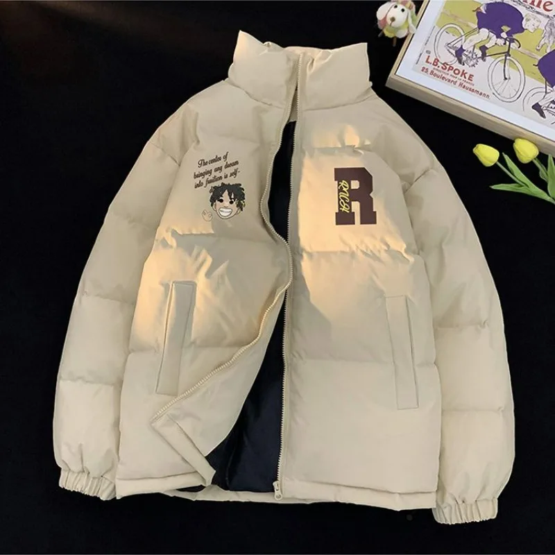 Cotton-Padded Coat Men Autumn and Winter 2023 New Loose Cotton Coat Warm Students Cotton-Padded Jacket