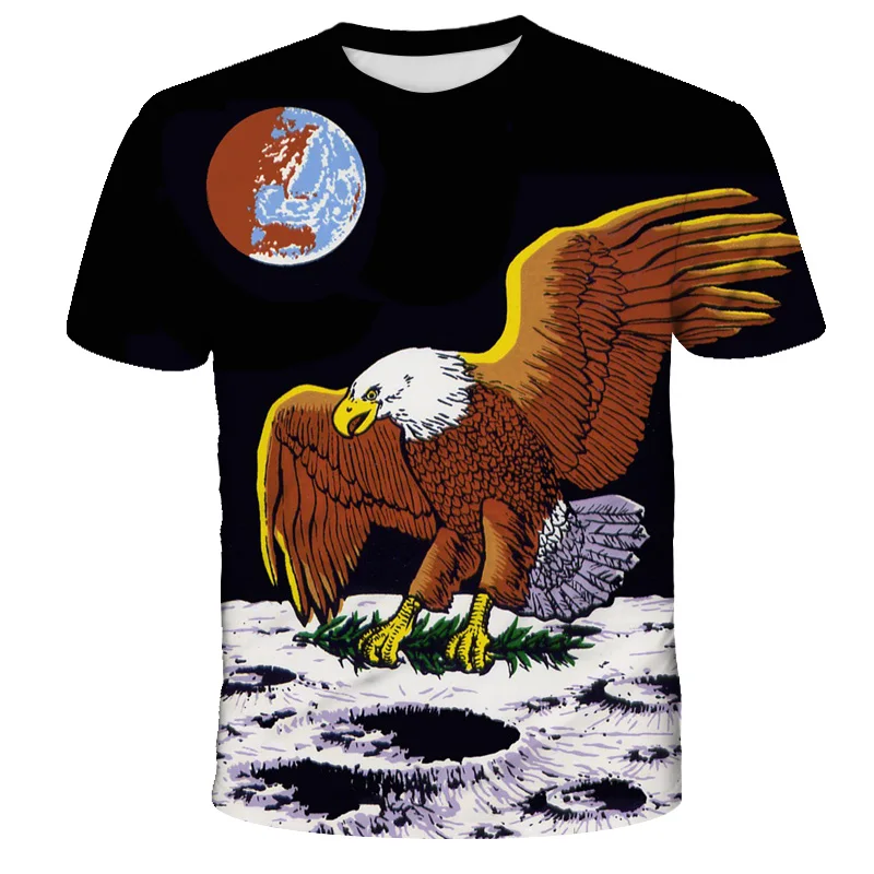 Kids 3D Eagle Print T-Shirt O Neck Short Sleeve Animal Funny Print Streetwear O Neck Casual Collection funny black lives matter cotton t shirt graphic men o neck summer short sleeve tshirts streetwear