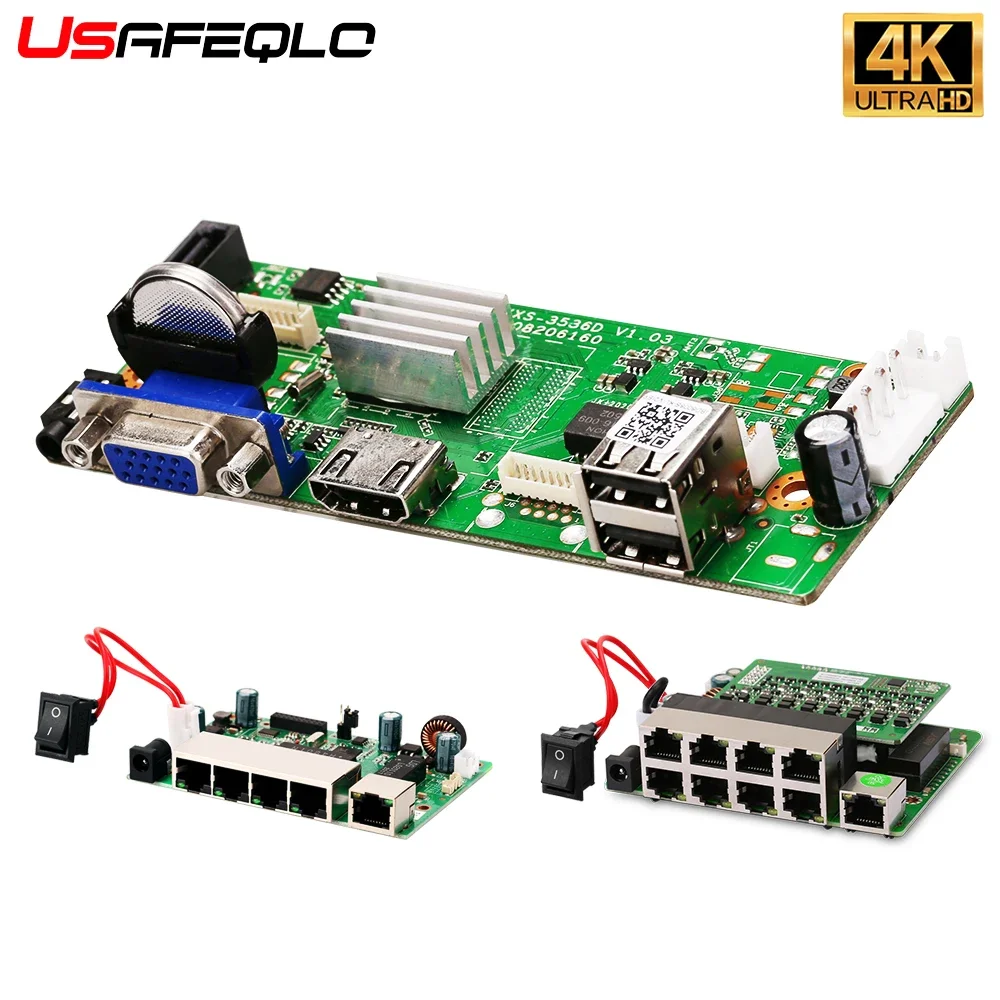 Network Video Recorder 4K 8MP POE NVR Kit 4CH 8ch 5MP Face Recognition H.265+ for 24/7 Recording IP Camera Onvif P2P System