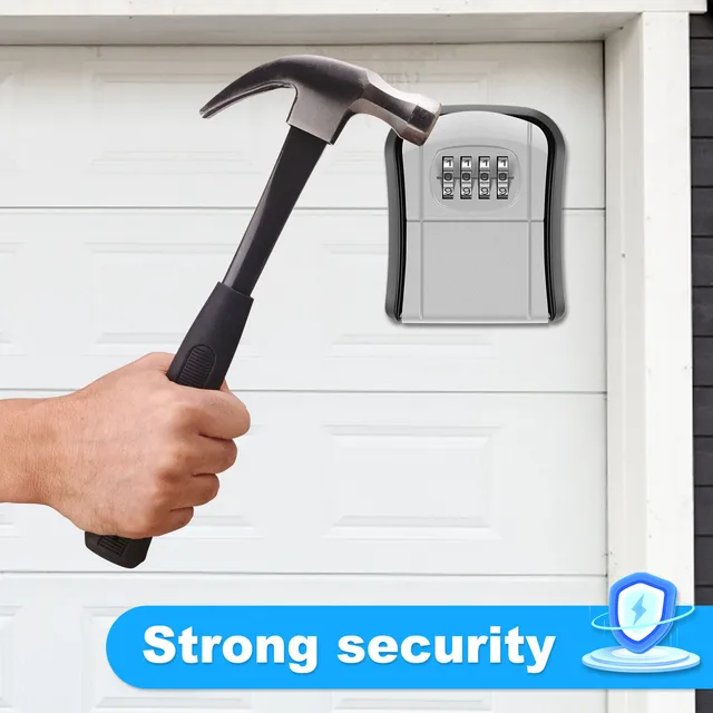 Key Safe Box for Outside Wall Mounted Combination Key Storage Box Resettable Code 4 Digit Combination Lock Key Organizer Holds 4