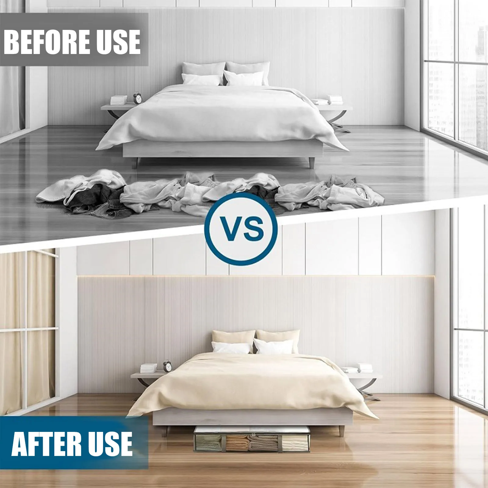 4/8pcs Under Bed Storage Boxes Plastic Storage Box Closet Organizers And Clothing Storage Bags With Premium Transparent Plastic 6