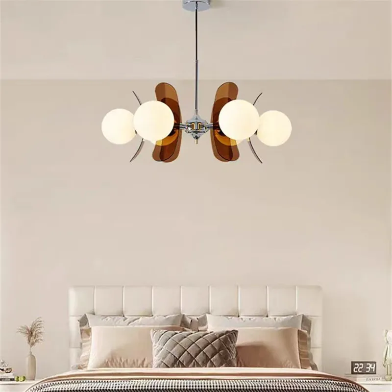 Phosphorescent Chandelier Bauhaus Colourful Acrylic multi-head light restaurant living room bedroom dining table art orange lamp 3