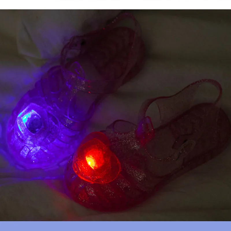 MERI AMM LED Lightening Shoes Heart For Princess Dress Up Girls Sandals Daily Jelly baby shoes