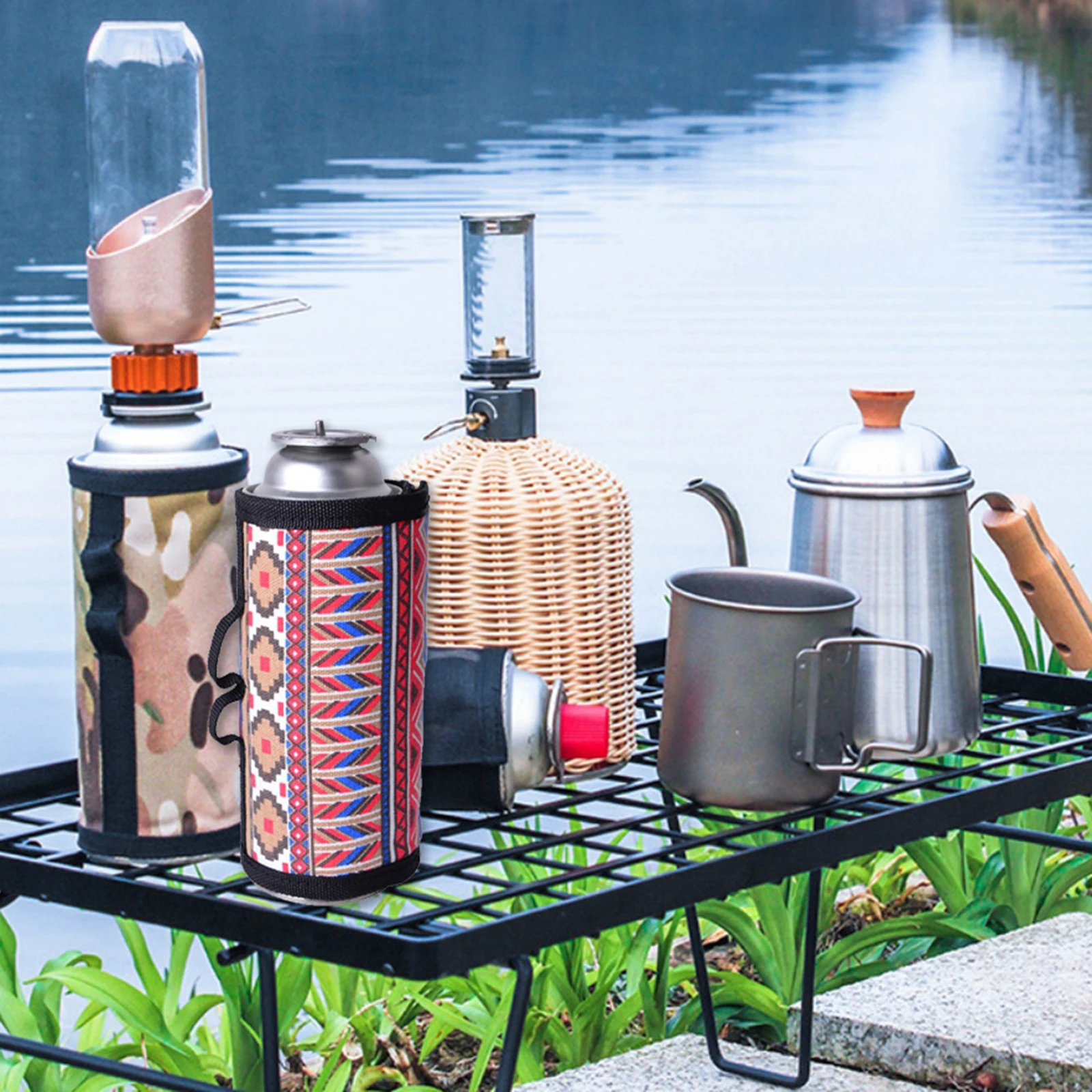 Outdoor Camping Gas Can Protective Cover Outdoor Tactical Fuel Cylinder Sleeve Camping Anti-Fall Gas Can Tank Protective Covers gas can cover
