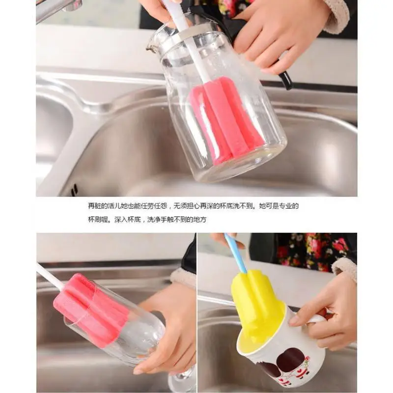 Kitchen Cleaning Tool Sponge Brush 2 Pcs For Wineglass Bottle Coffe Tea Glass Cup
