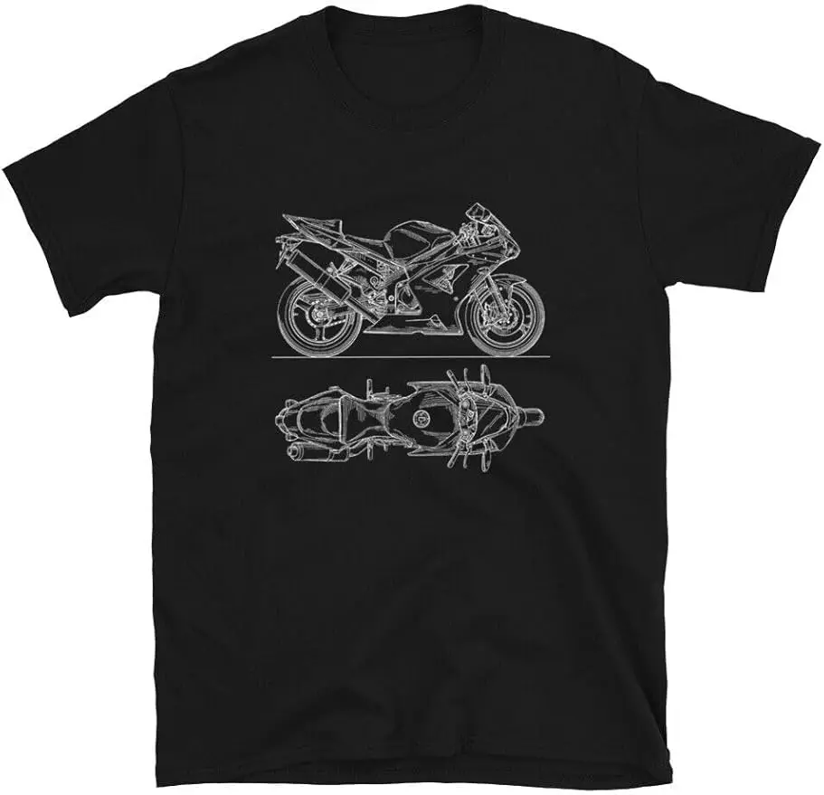 

ZX6R Mens T-Shirt Racing Motorcycle Blueprint Sports Bikes Tee Shirt for Men