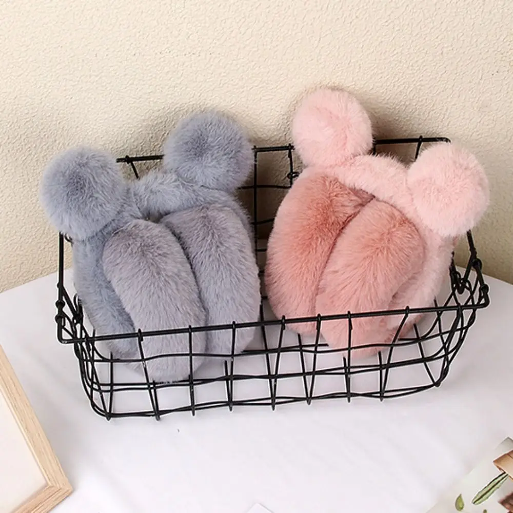 

Foldable Winter Warm Earflaps Outdoor Plush Ear Protection Fluffy Ear Cover Cold Protection Bear Ears Ear Warmers Women