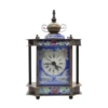 Old-fashioned pure copper enamel color cloisonne mechanical watch European blue pattern table clock home bedroom ornament 1