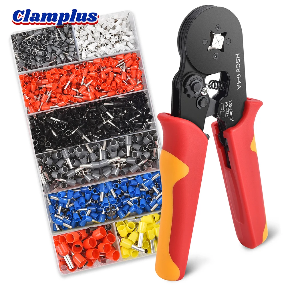 

HSC8 6-4A/6-6A/10-6A Tubular VE/EN/TE Terminals Crimping Pliers Crimper Wire Mini Ferrule Crimper Tools Household Electrical Kit