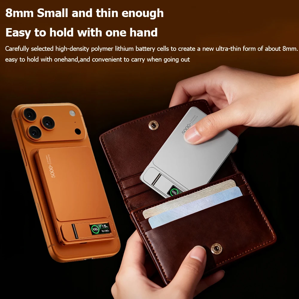 10000mAh 마그네틱 파워 뱅크 (MagSafe 호환), 20W 슬림 휴대용 무선 충전 외장 배터리 (아이폰 17, 16, 15, 14, 13 Pro Max 용)