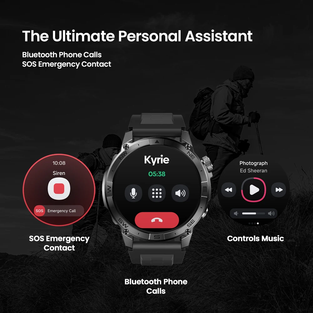 New Zeblaze Stratos 2 Plus GPS Smart Watch 1.43'' AMOLED Display Compass Barometric Altimeter Bluetooth Phone Calls Smartwatch 4
