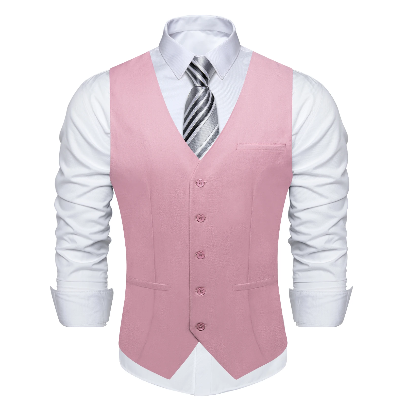 PinkSolidRayonPolyesterSuitVestforMenFormalWeddingBusiness