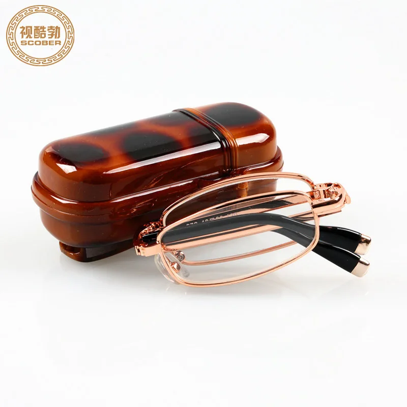 Reading Glasses Portable Folding Women Fold Temples Eyeglass With Case Belt Clip Presbyopic Glasses