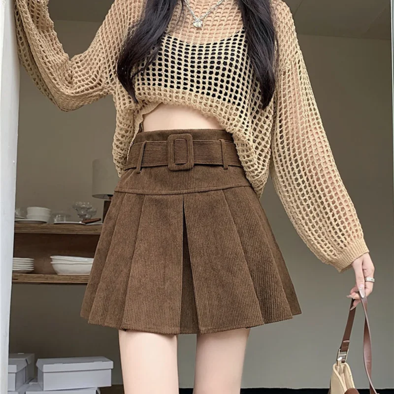 

LKSK Large Size Corduroy A-line Skirt for Women's Spring 2024 New Women's Clothing Chenille Short Skirt Chubby Mm Slimming Skirt