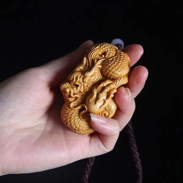 Dragon Decoration Handmade Wooden Carving Miniature Items Animal Zodiac Dragon Figures For Interior Creative Holiday Gifts
