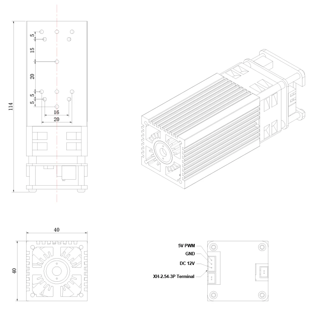 LASER TREE 40W Laser Module 450nm Fixed Focus TTL Blue Light Laser Head for Laser Engraving Cutting Machine Wood Working Tools band saw machine