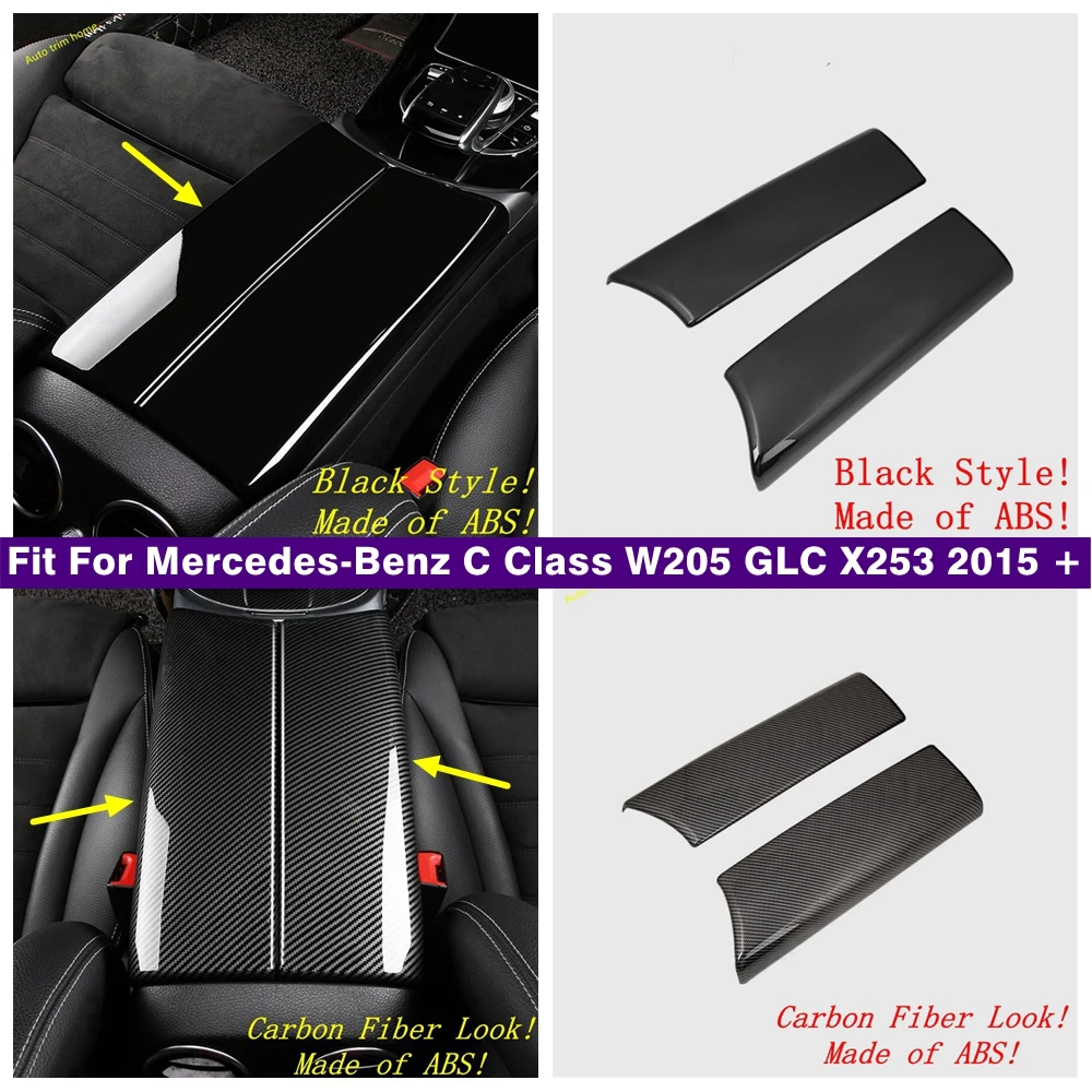 

Center Armrest Box Cover Panel Trim For Benz C Class W205 GLC X253 2015 - 2021 Carbon Fiber Console Arm Rest Storage Box Cover