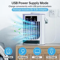 Mini climatiseur portable USB, ventilateur sans pales 3 vitesses, 5 lumières de nuit blanches, OEM, pour la maison, le bureau, les hôtels, en plastique 6