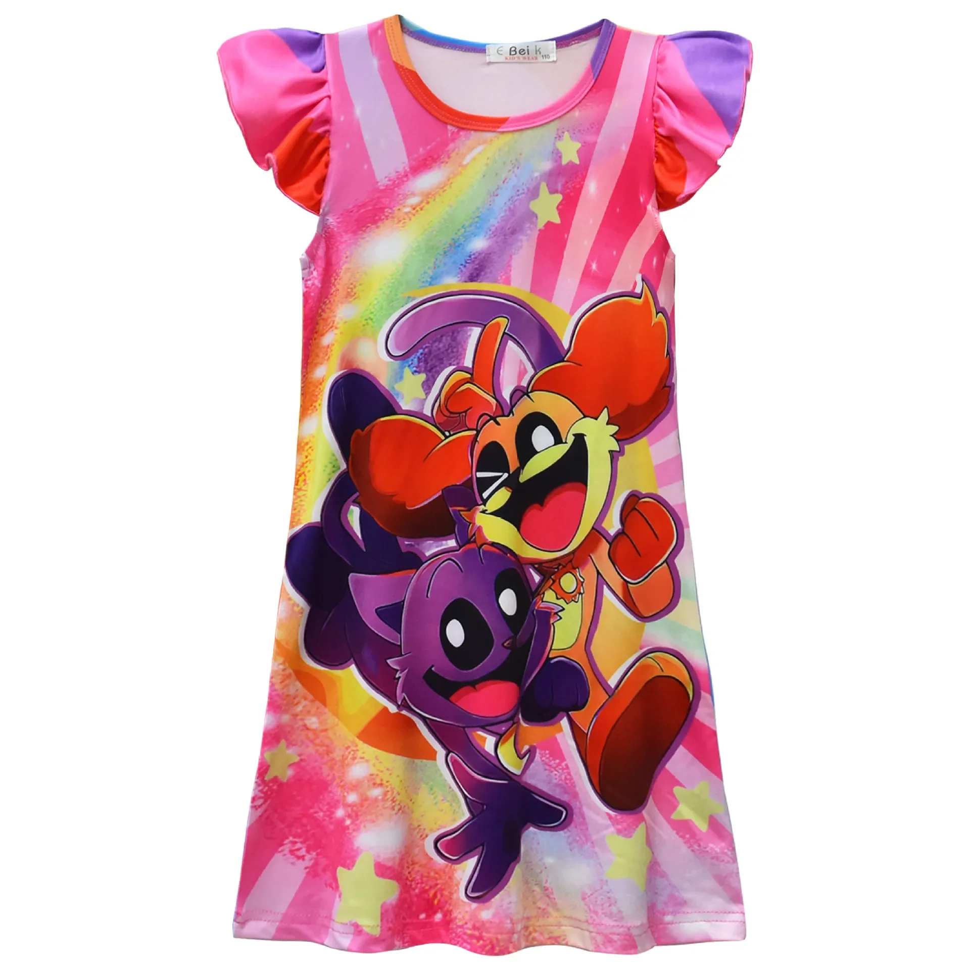 NEW Smiling Critters Summer Kids Girls Dress Night Nightgown Girl Catnap Cosplay Pajamas T-Shirt Long Nighty Children Clothing