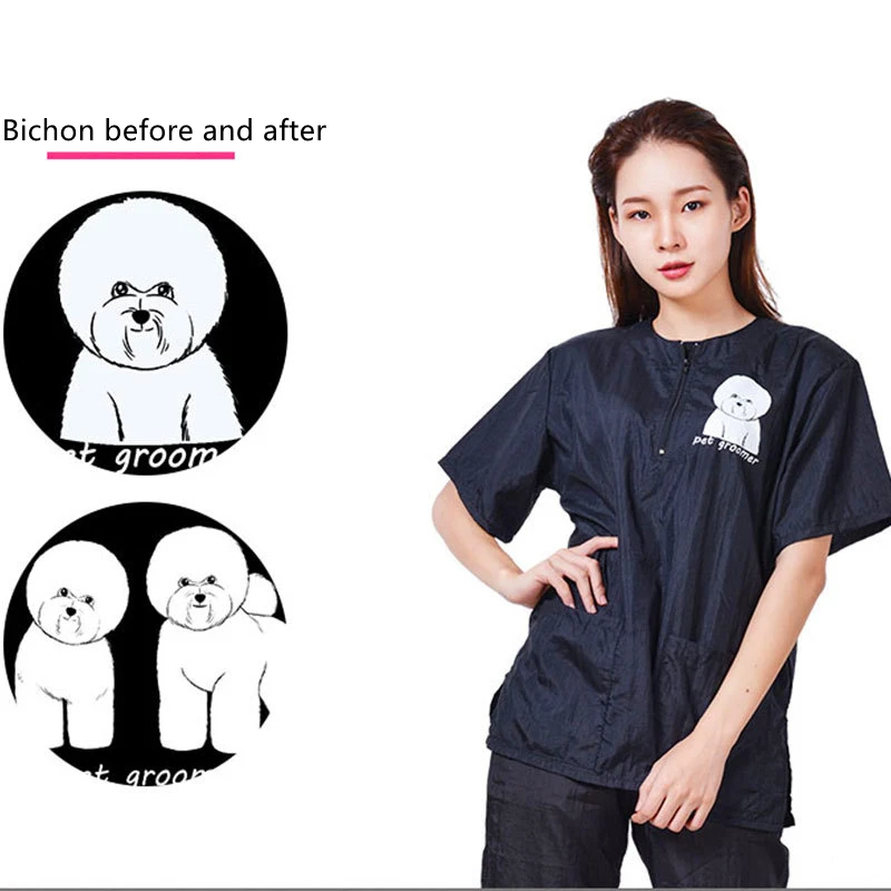 Pet Groomer Work Clothes Trousers Pet Shop Uniform Anti Hair Smock Anti Static Breathable Pet Cleaning Care Coverall Y0408 2