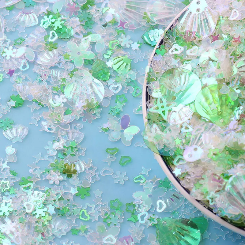 Sequin hollow plum blossom hollow peach heart shell mixed color sequin crafts sequin sewing clothing DIY 10g