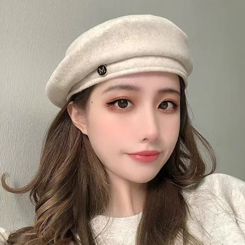 

2022 New Japan Korea Rosex Tangk alphabet wool wild British beret casual lady travel lady painter hat tide hat sweet and cute