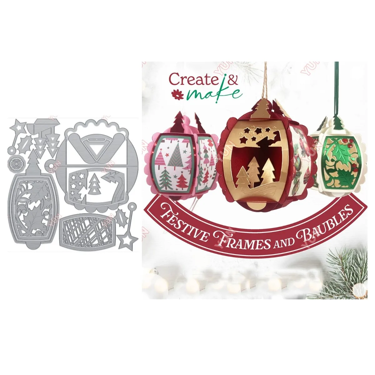 November New 2024 Christmas Add-On Festive Frames & Baubles Die Set DIY Scrapbooking & Stamping Home Diary Card Gift Stamps Dies