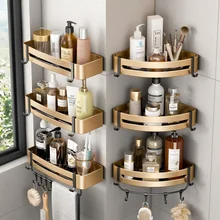 Luxury Bathroom Shelves Set Triangle Corner Shelf Shower Storage Rack Holder Wall Mounted Toilet Organizer Bathroom Accessories