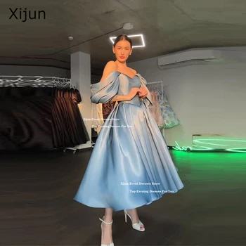 Xijun Princess Blue Long Evening Dresses Off The Shoulder A-Line Formal Prom Gowns Sweetheart Birthday Party Dresses Customized 1