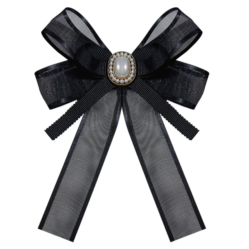 

Женская студенческая жемчужная брошь в виде галстука-бабочки, сетчатая лента, предварительно завязанный галстук, рубашка,