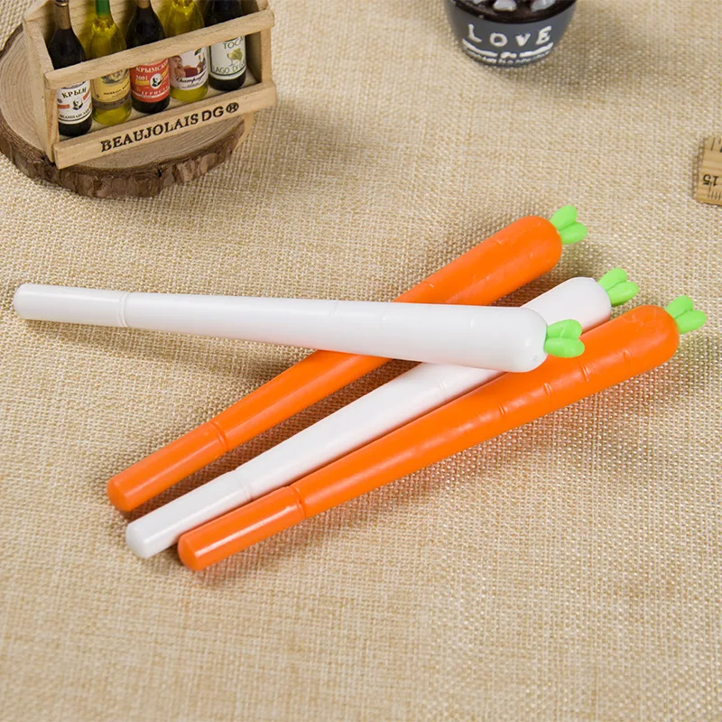 

E26 creative cute lovely carrot cartoon pen 0.5mm black ink needle pen student stationery school supplies factory wholesale stat