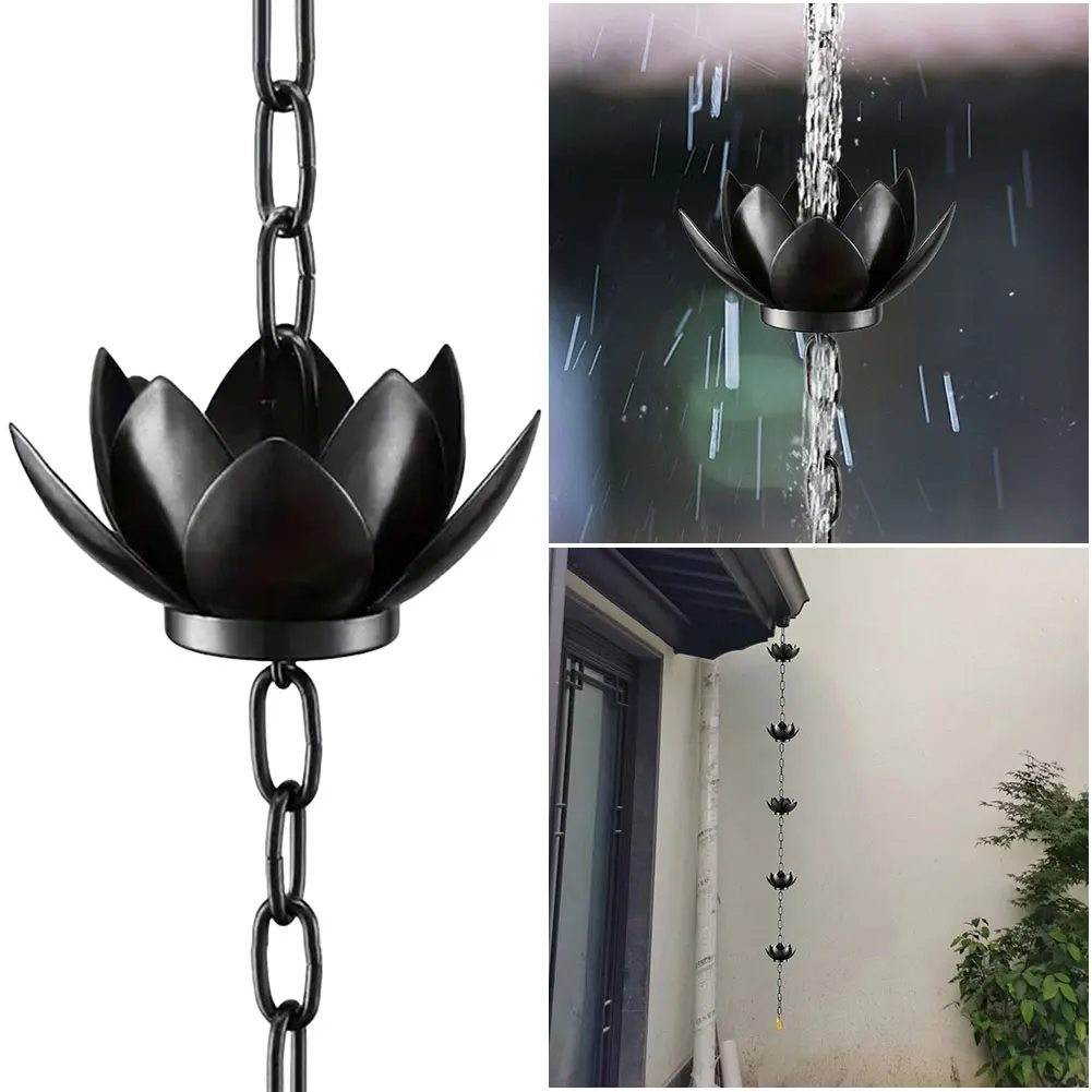 Lotus/Bird Rain Chain Garden Decoration Hanging Rain Catcher Chain Gardening Gutters Downspouts Outdoor Decors