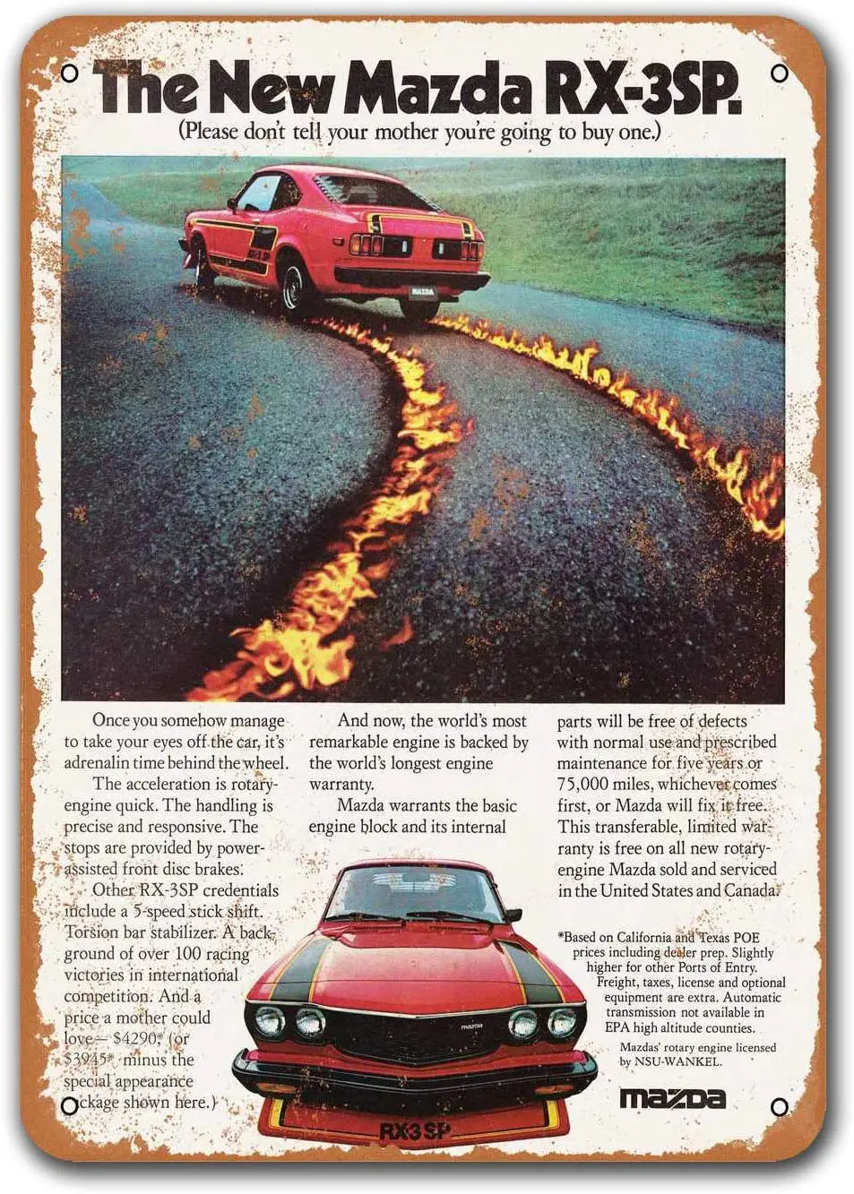 

Жестяная Табличка для старых автомобилей Mazda 1977, винтажные металлические таблички Sisoso, Постер для паба, мужской пещеры, Ретро Декор для стен 8x12 дюймов