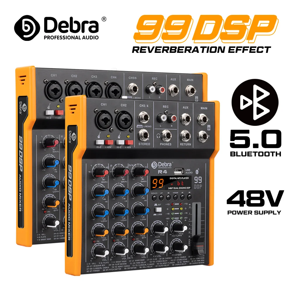 

Звуковой миксер 99DSP, стерео DJ-контроллер R4/R6, многофункциональная звуковая карта с выходом 6,5 мм, Type C для прямого эфира, смешивания, записи на ПК