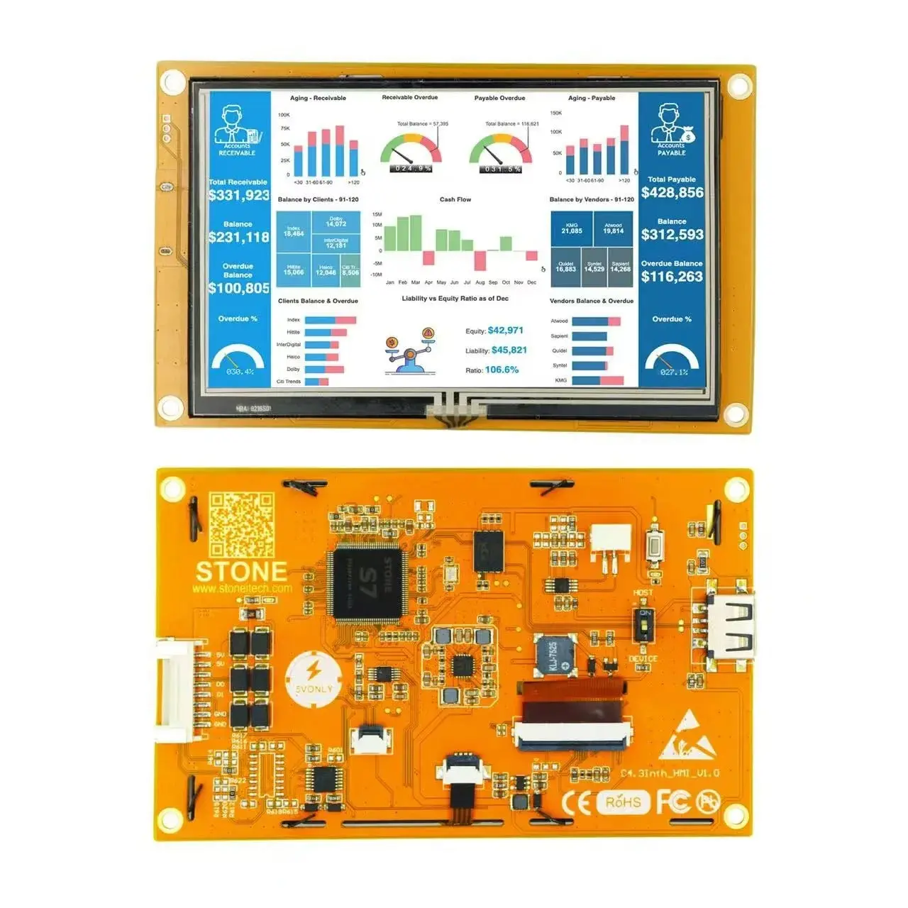 

4.3" inch SCBRHMI HMI Intelligent Smart UART Serial Touch TFT LCD Module Display Panel for Arduino Raspberry Pi 2 A+ B+