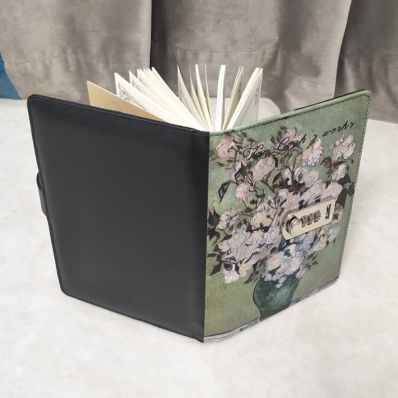 

A5 Password Notebook Rose Personal Diary with Lock Code Thick Notepad Leather Office School Supplies Gift New