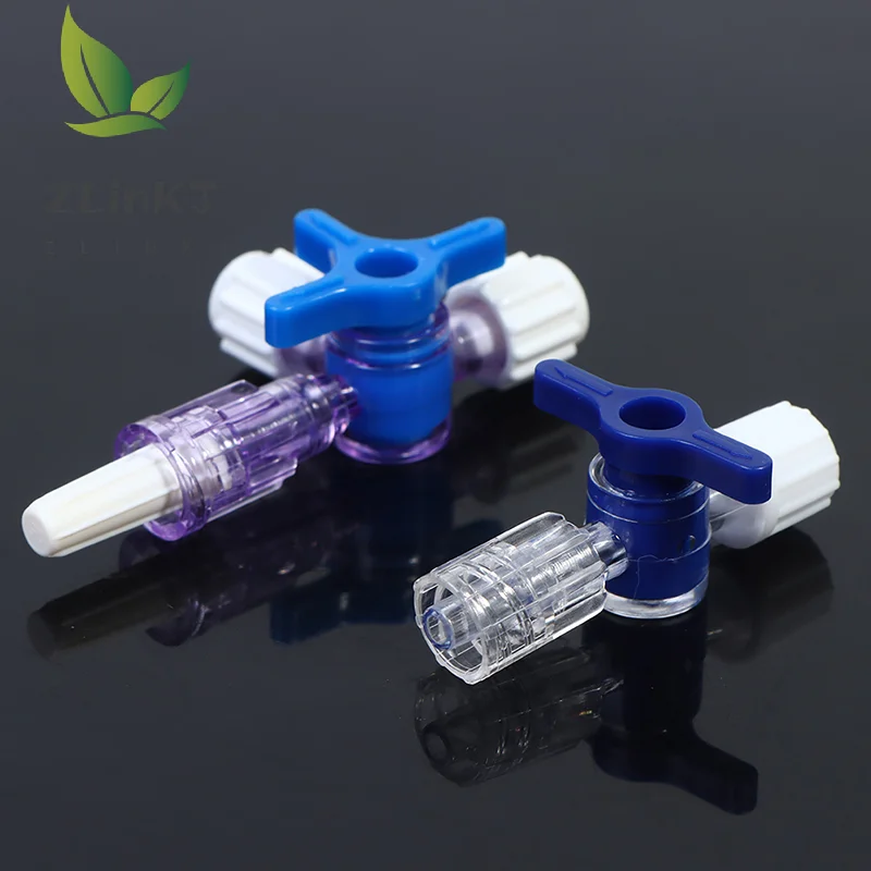 Plastic 2 Way Stop Cock For Clinical Hospital Luer Lock Adapter 3 Way Stopcock Flexiable T-Connector Extension Tube