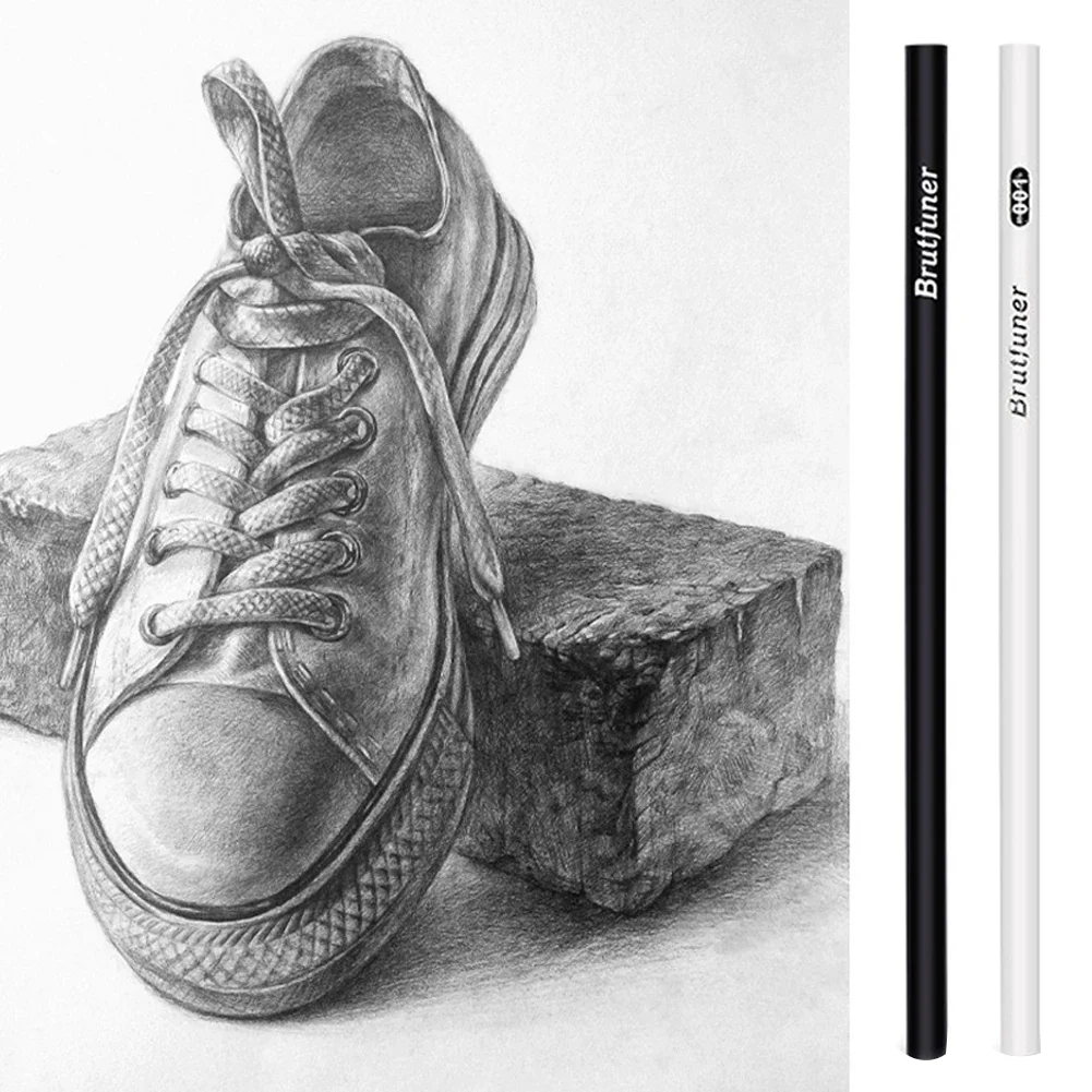 12pcs/Set Black White Color Oil Based Pencil Drawing Sketching Artist Pencils Art Learning Painting School Stationery Supplies 6