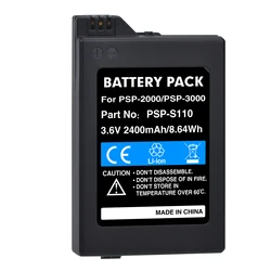 1PCS 3.6V 2400mAh PSP S110 PSP-2000 Bateria PSP-3000 Battery for Sony Gamepad PlayStation Portable Controller Accessories