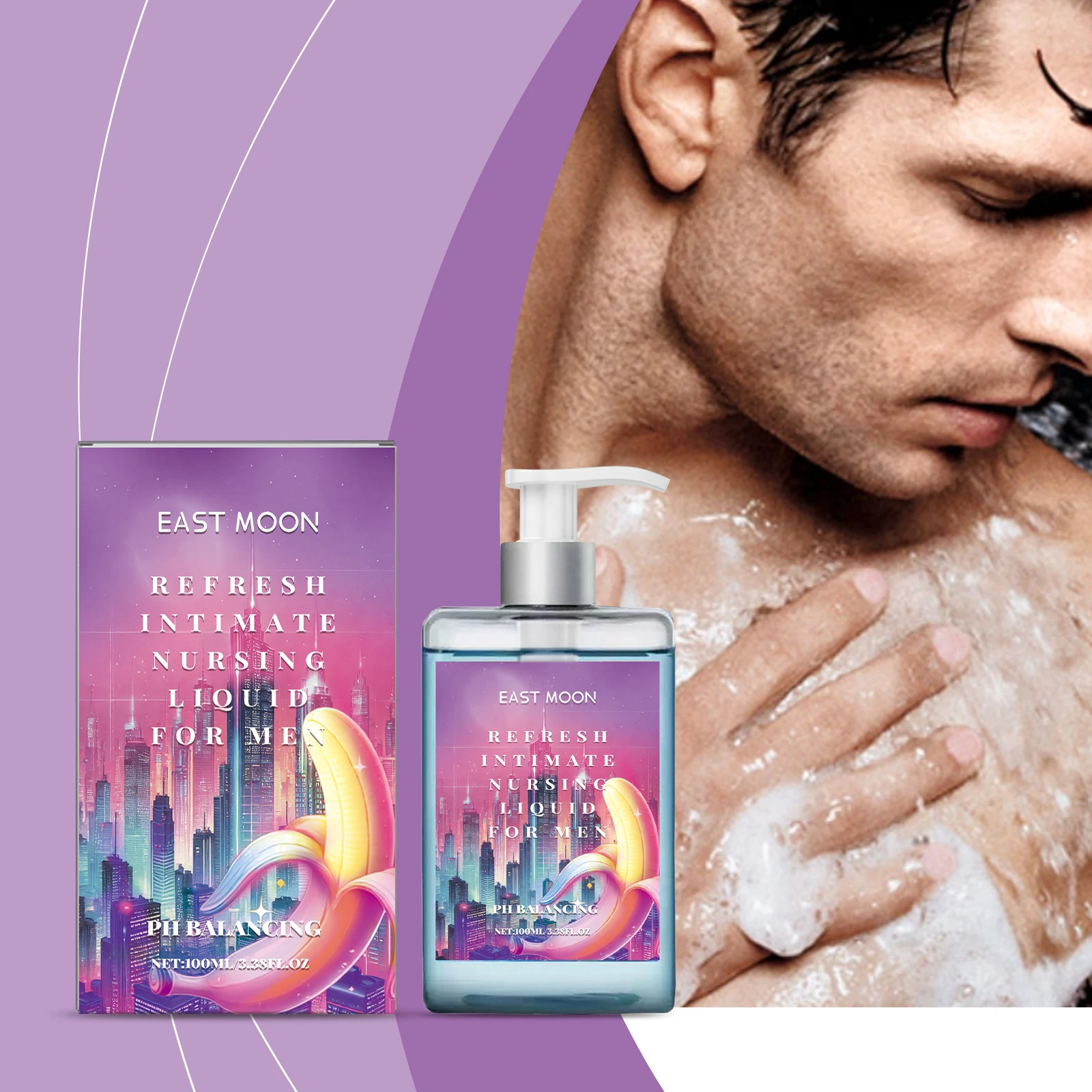 Gel doccia rinfrescante da uomo East Moon con odore corporeo, profumo detergente e duraturo, cura della pelle, idratante e bagno 5