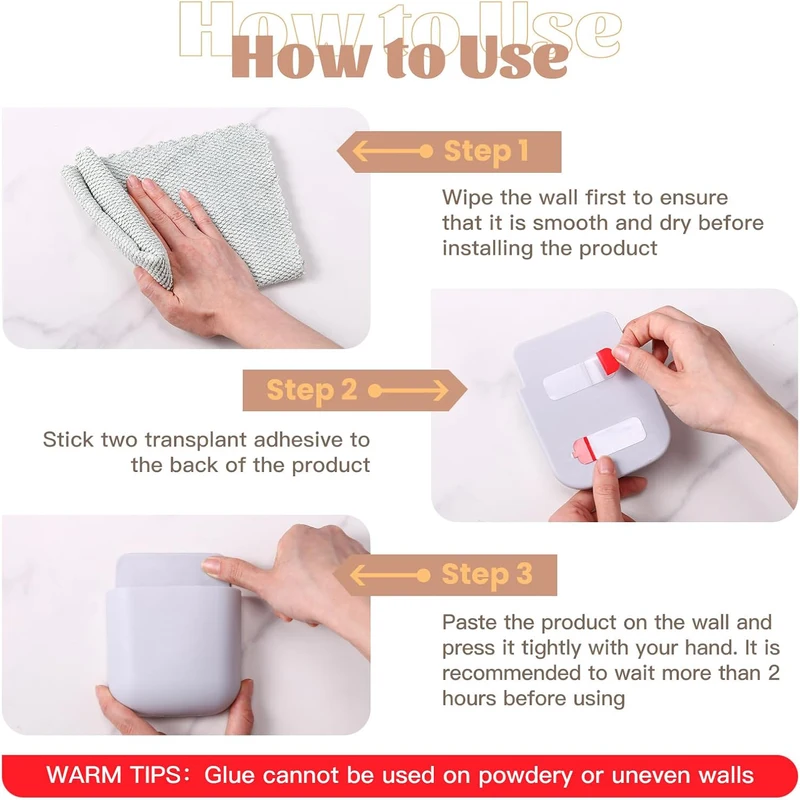 Wall Mounted Storage Box Mobile Phone Plug Holder Stand Rack Remote Control...