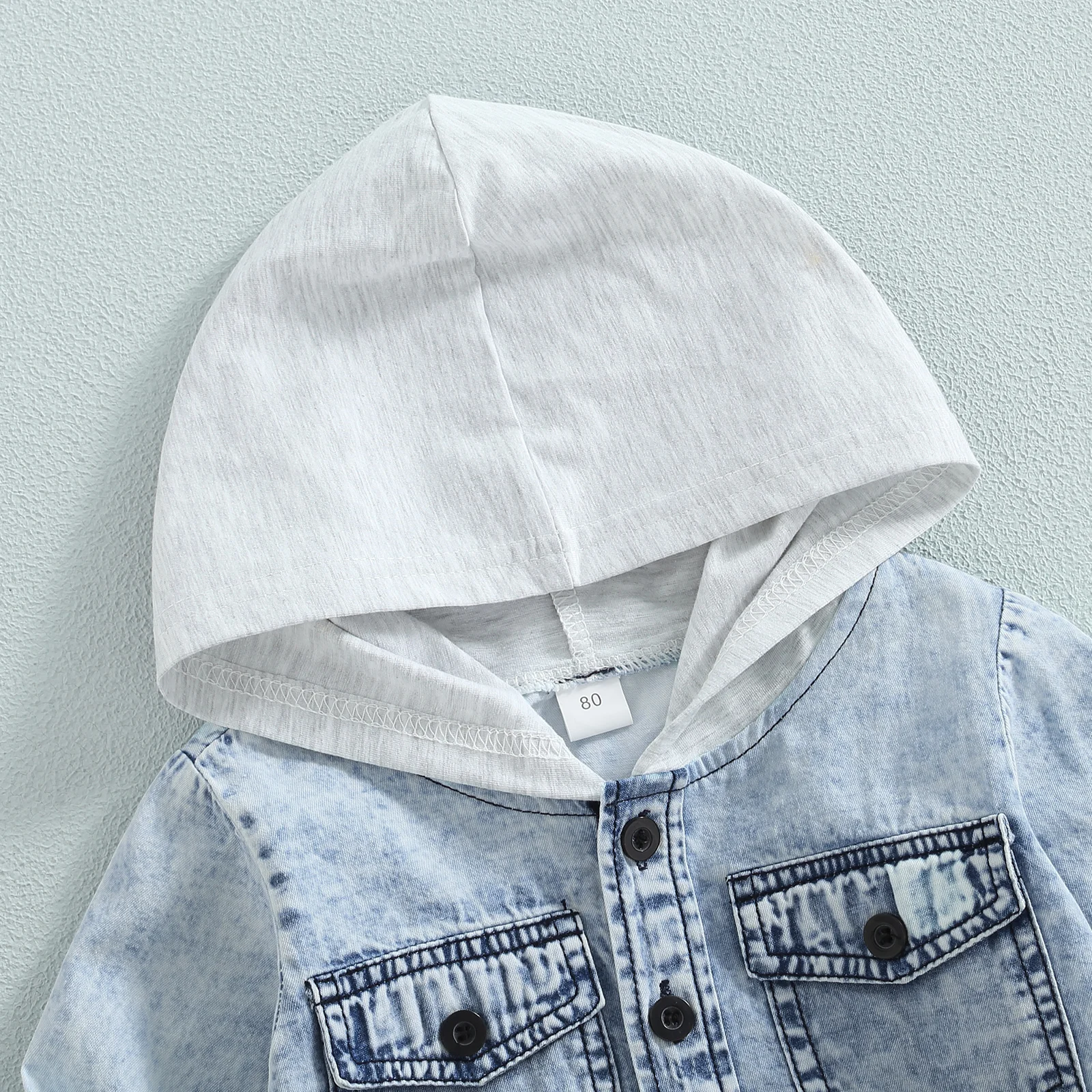 -06-23 Lioraitiin 0-5Years Toddler Boys Spring Autumn Coat Long Sleeve Button Down Patchwork Hooded Jackets