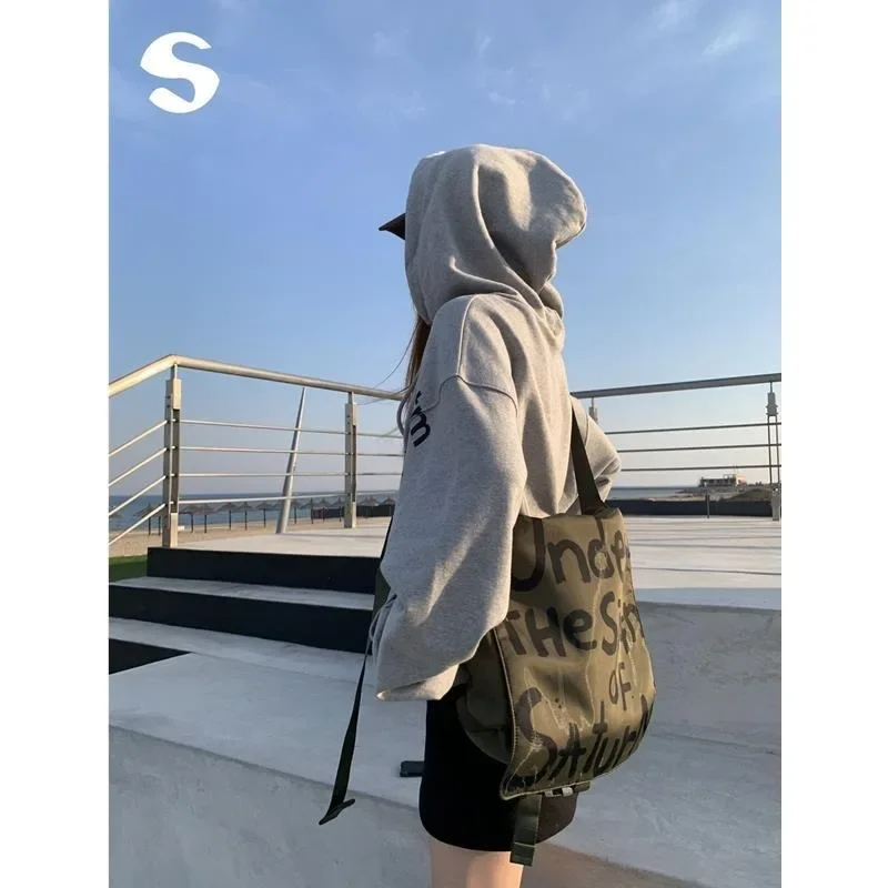 Shoulder Bag Nylon Cool Handsome South NEW Simple Personality Graffiti Letter Printed Large Capacity Daily Casual Crossbody Bag