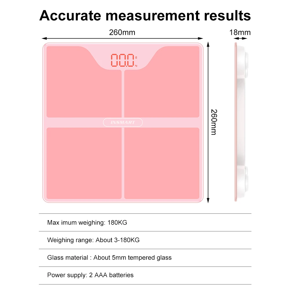 INSMART Multifunctional Body Weight Scale Bluetooth Body Fat Scale LED Display Weight Balance Body Composition Analyzer 6
