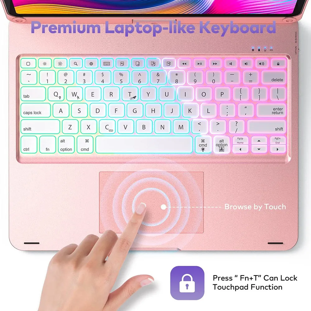 para Ipad 10th 10.9 Polegada Case de Teclado Mágico para Ipad 10th Geração 10.9 A2696 A2757 A2777 360 ° Teclado Retroiluminado Rotativo Capa - Imagem 4