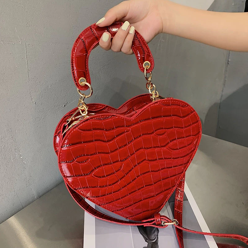 

Brand New Heart Bags For Women 2023 Stone Pattern PU Leather Crossbody Bags Female Shoulder Bags Cute Purse Handbags